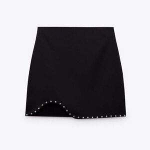 Zara Studded Black Mini Skirt NWT